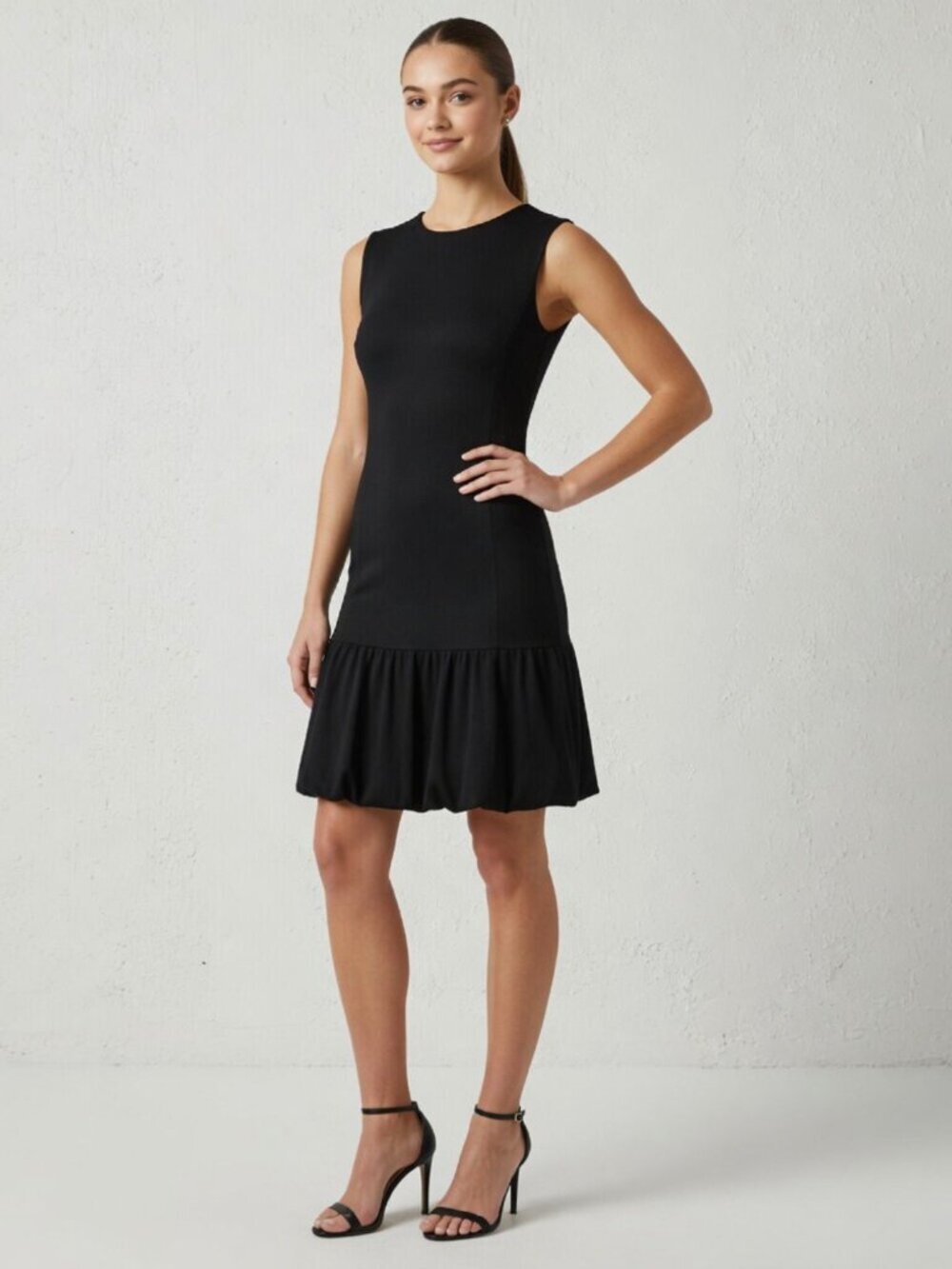 Piazza Sempione Black Sleeveless Bubble Hemline Mini Dress Womens IT 42 US 6 LBD